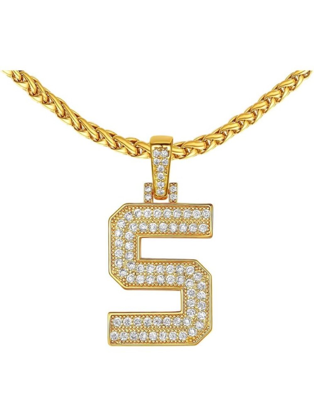 Bling Number Necklace Big Letter Pendant Necklace for Men Women